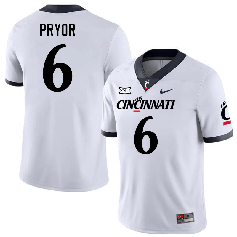 Cincinnati Bearcats #6 Evan Pryor College Football Jerseys Stitched-White